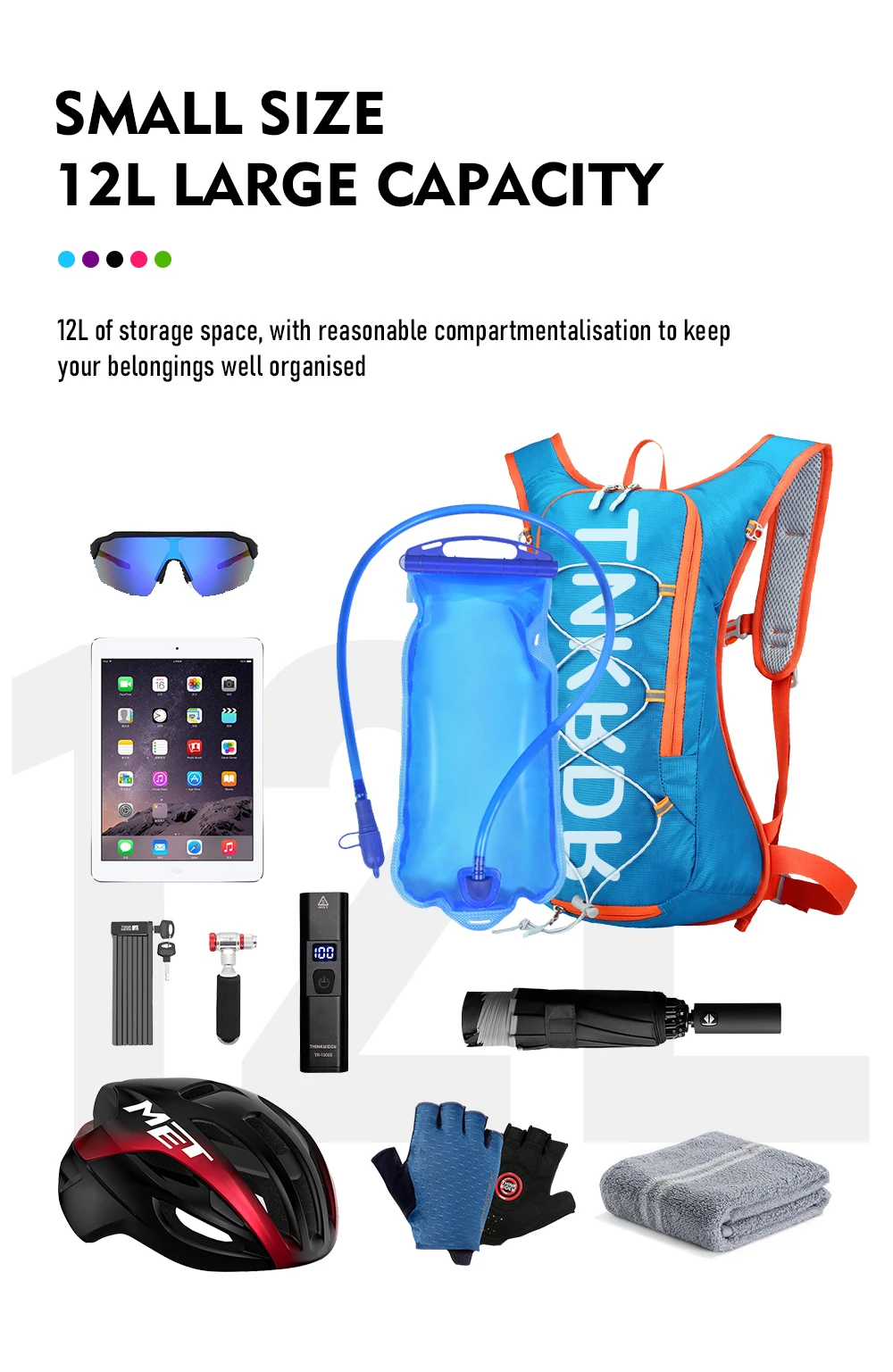 ThinkRider Cycling Backpack 12L Bicycle Bags Water Bag Outdoor Sport Climbing Hiking MTB Road Bike Hydration Backpack
