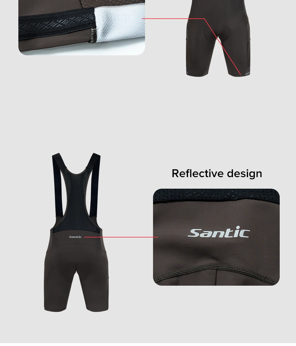 Santic Men Cycling Bib Shorts With Pockets 4D Padded Breathable Cycling MTB Road Bicycle Bib Shorts Bottom WM24C05176