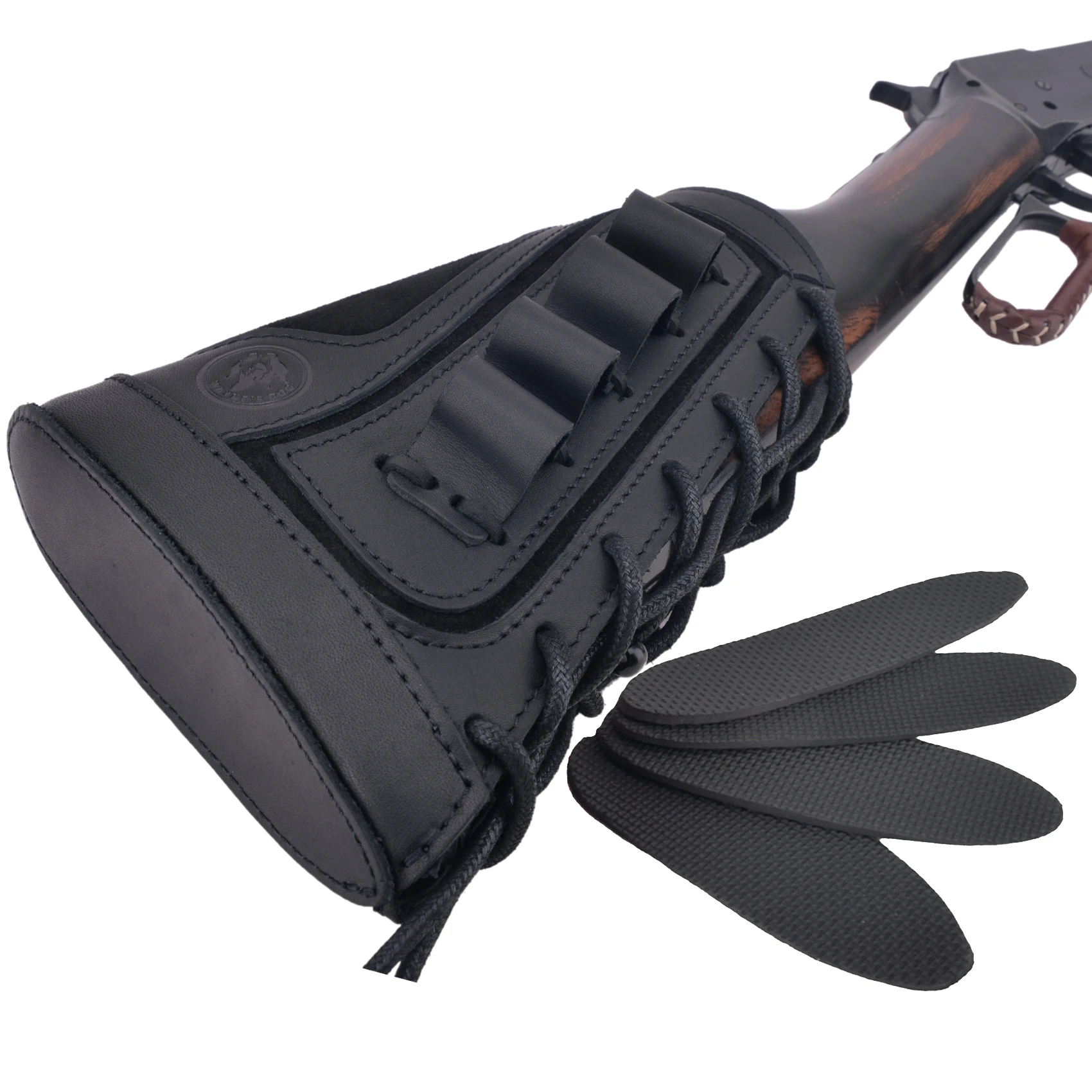 12Gauge leather Shotgun Buttstock Recoil Cheek Rest Pad For Lefty Hunter Or Righty Hunter