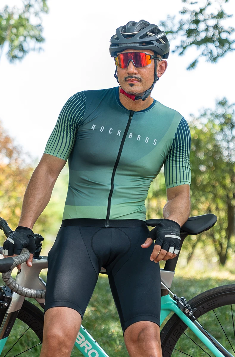 ROCKBROS Cycling Jersey Men MTB Road T-shirt Bicycle Sets Wear Summer Sweat-absorbing Clothes Quick Drying Sportswear Breathable