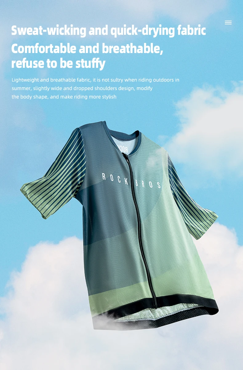 ROCKBROS Cycling Jersey Men MTB Road T-shirt Bicycle Sets Wear Summer Sweat-absorbing Clothes Quick Drying Sportswear Breathable