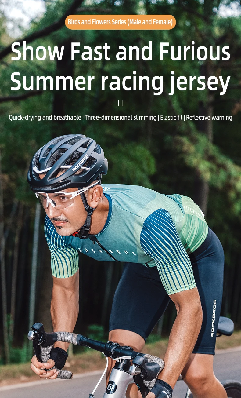 ROCKBROS Cycling Jersey Men MTB Road T-shirt Bicycle Sets Wear Summer Sweat-absorbing Clothes Quick Drying Sportswear Breathable