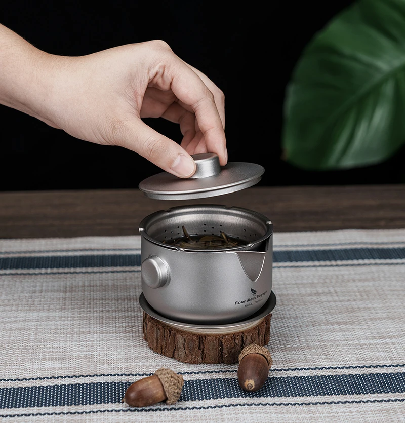 Boundless Voyage Titanium Gaiwan Teapot Cups Double-Layer Tea Maker with Lid & Filter Ultralight Kungfu Tea Set Stackable Mugs