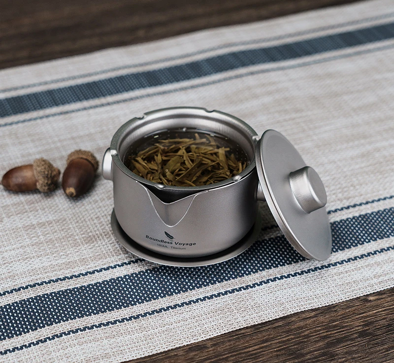 Boundless Voyage Titanium Gaiwan Teapot Cups Double-Layer Tea Maker with Lid & Filter Ultralight Kungfu Tea Set Stackable Mugs