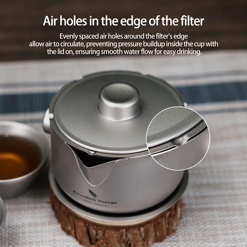 Boundless Voyage Titanium Gaiwan Teapot Cups Double-Layer Tea Maker with Lid & Filter Ultralight Kungfu Tea Set Stackable Mugs
