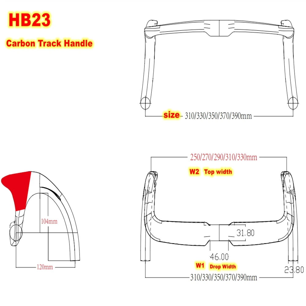 BIKEDOC HB23 New Track Bar Carbon Handlebar Drop Bar UD Gloss/Matte Finish 31.8MM*330/390MM Races Bars Bicycle Parts Ultra Light