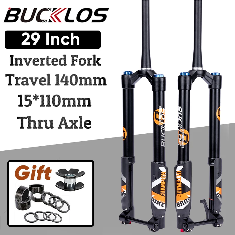 BUCKLOS 27.5/29 Inch Bike Boost Fork 15*110mm Travel 180mm MTB Air Fork Dual Crown Downhill Bike Suspension Fork Bicycle Parts
