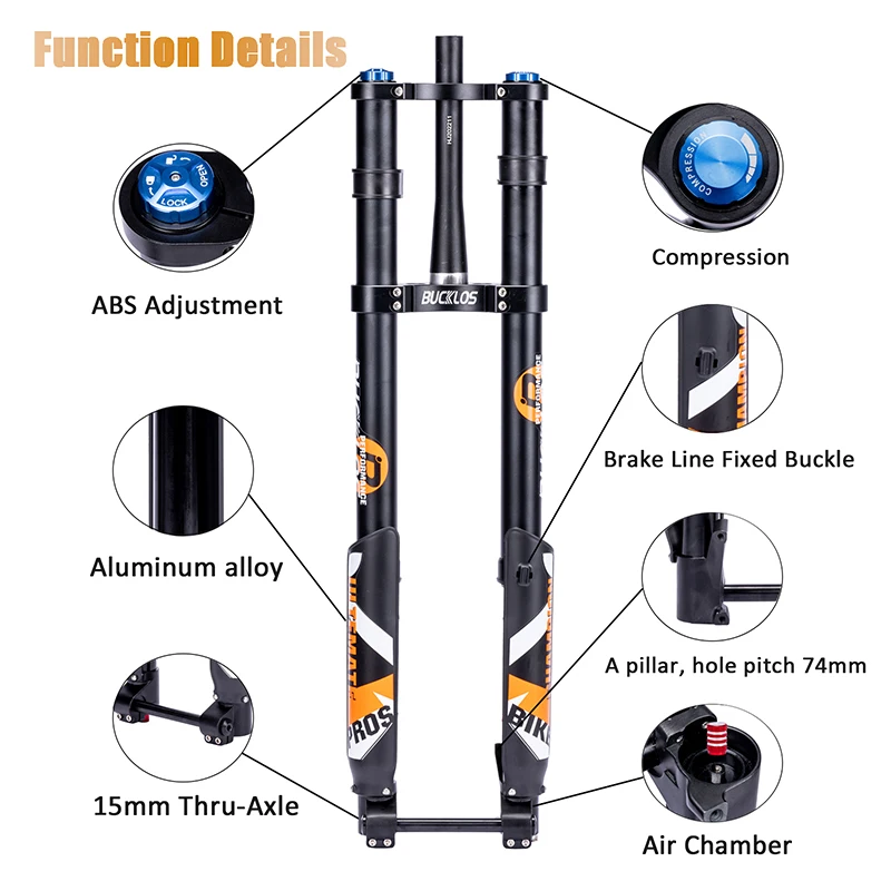 BUCKLOS 27.5/29 Inch Bike Boost Fork 15*110mm Travel 180mm MTB Air Fork Dual Crown Downhill Bike Suspension Fork Bicycle Parts