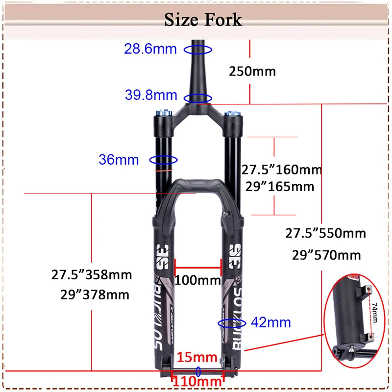 BUCKLOS 27.5/29 Inch Bike Boost Fork 15*110mm Travel 180mm MTB Air Fork Dual Crown Downhill Bike Suspension Fork Bicycle Parts