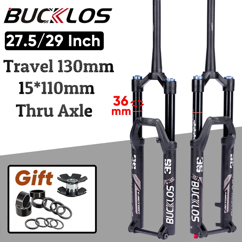 BUCKLOS 27.5/29 Inch Bike Boost Fork 15*110mm Travel 180mm MTB Air Fork Dual Crown Downhill Bike Suspension Fork Bicycle Parts
