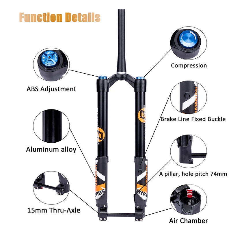 BUCKLOS 27.5/29 Inch Bike Boost Fork 15*110mm Travel 180mm MTB Air Fork Dual Crown Downhill Bike Suspension Fork Bicycle Parts