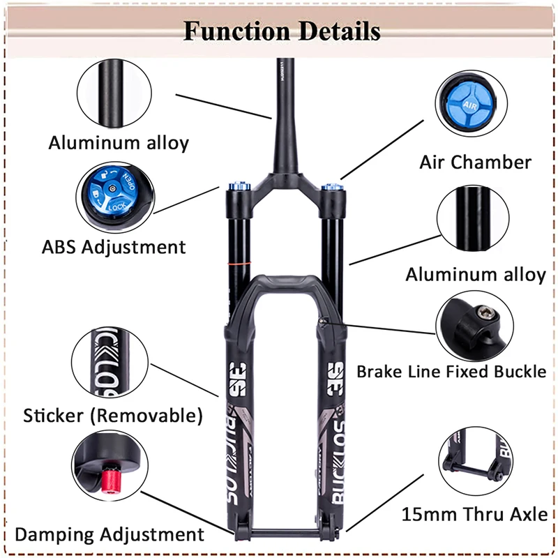 BUCKLOS 27.5/29 Inch Bike Boost Fork 15*110mm Travel 180mm MTB Air Fork Dual Crown Downhill Bike Suspension Fork Bicycle Parts