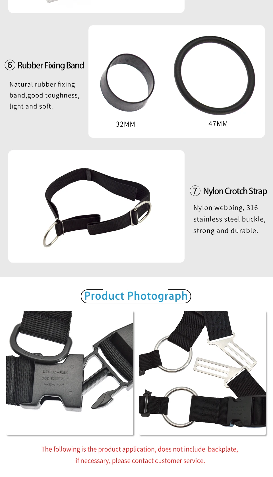 Scuba Diving Adjustable Backplate Harness Set BCD Ultralight Backplane Accessories Crotch Strap Weight Belt Dive Accessories