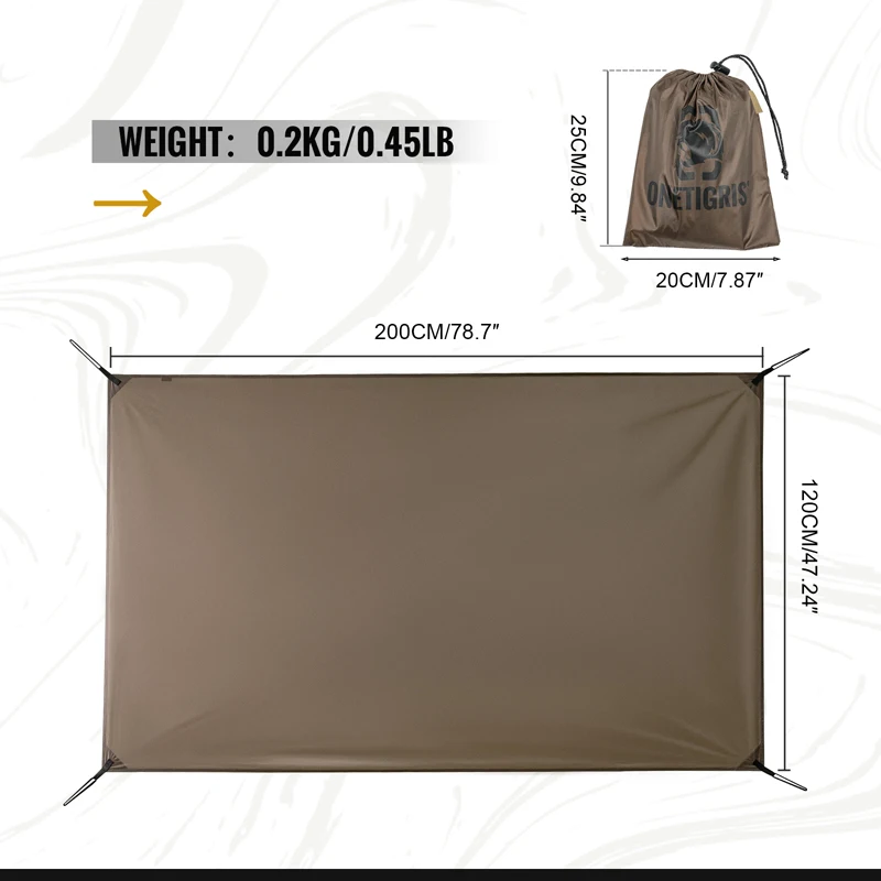 OneTigris Outdoor Tent Footprints Camping Mat 200x120cm 2-Person Waterproof Ground Cover/Tarp/Sheet/Mat High Quality Groundsheet