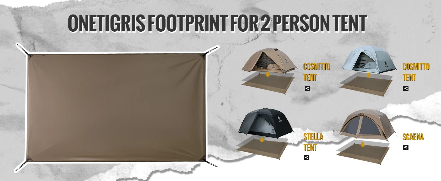 OneTigris Outdoor Tent Footprints Camping Mat 200x120cm 2-Person Waterproof Ground Cover/Tarp/Sheet/Mat High Quality Groundsheet