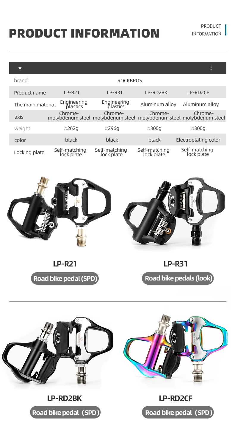 ROCKBROS Bike Pedal SPD-SL Cycling Road Bike Bicycle Self-locking Pedals Ultralight Aluminum Alloy 2 Sealed Bearing Bike Parts