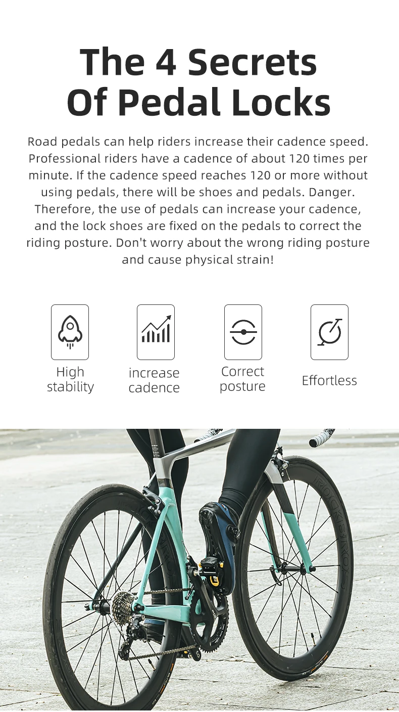 ROCKBROS Bike Pedal SPD-SL Cycling Road Bike Bicycle Self-locking Pedals Ultralight Aluminum Alloy 2 Sealed Bearing Bike Parts