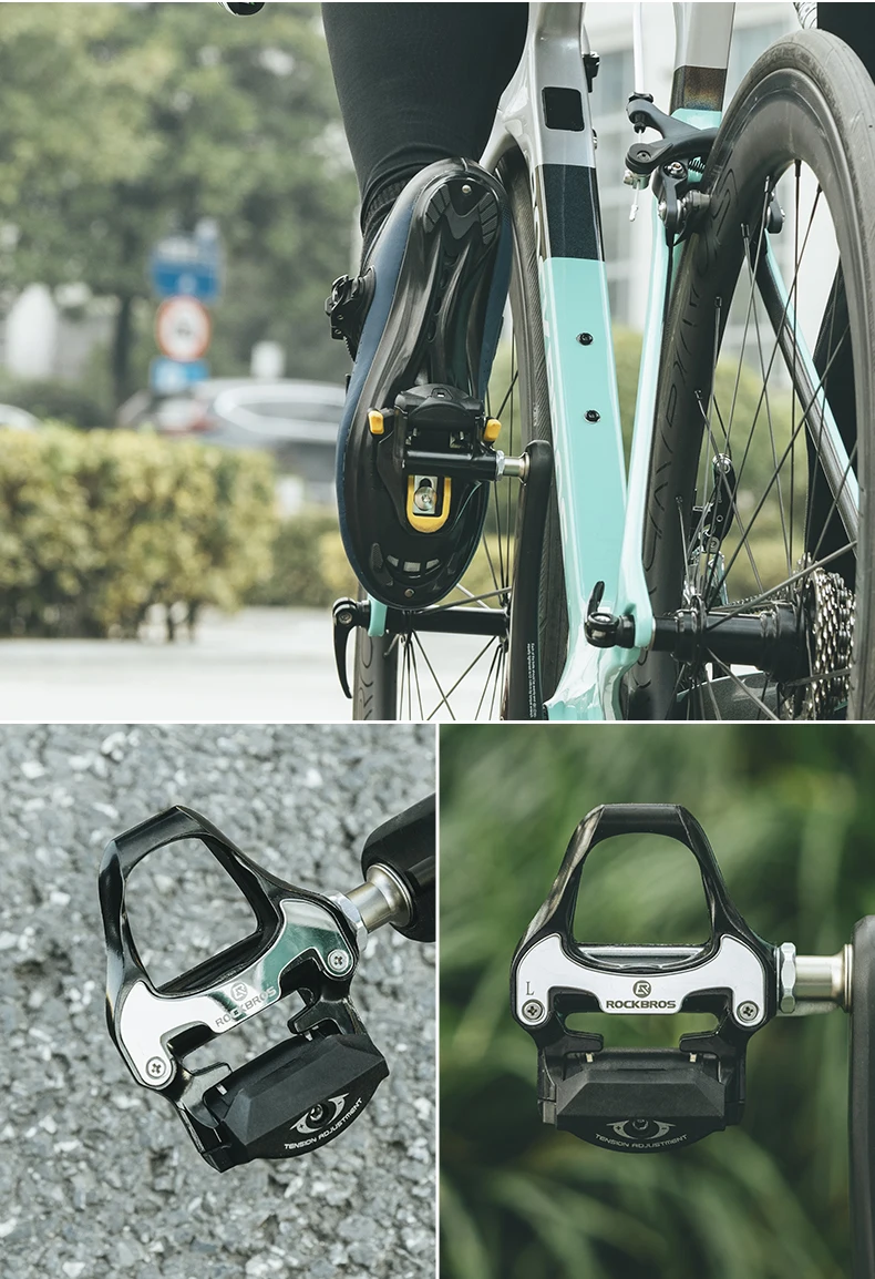 ROCKBROS Bike Pedal SPD-SL Cycling Road Bike Bicycle Self-locking Pedals Ultralight Aluminum Alloy 2 Sealed Bearing Bike Parts
