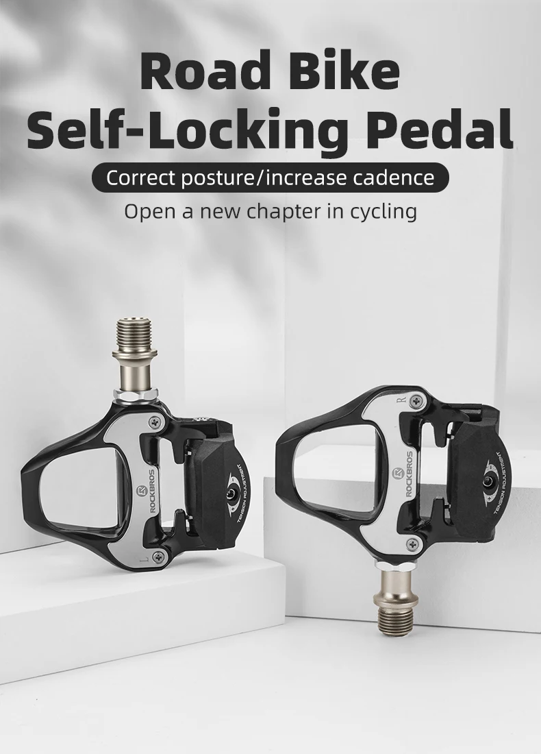 ROCKBROS Bike Pedal SPD-SL Cycling Road Bike Bicycle Self-locking Pedals Ultralight Aluminum Alloy 2 Sealed Bearing Bike Parts