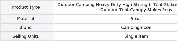 Campingmoon R30-8 Outdoor Camping Pile Nail Camping Accessories 8-Piece Stainless Steel Camp Nail Set