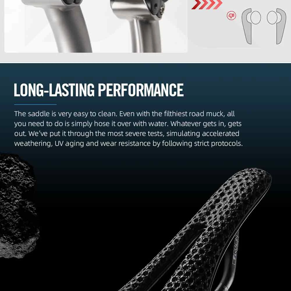 RYET Carbon Fiber 3D Printed Bike Saddle Super Light Road MTB Mountain Racing Seating Bicycle Seat Cushion Cycling Accessories