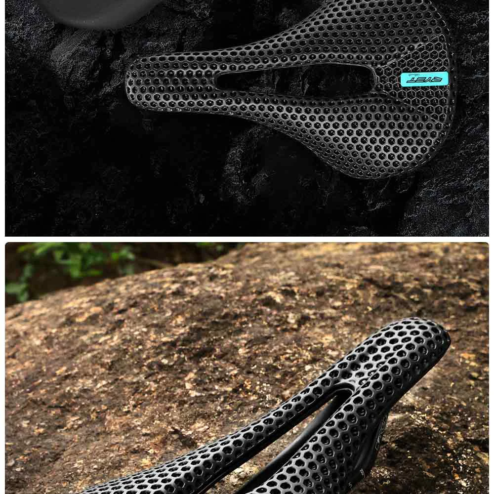 RYET Carbon Fiber 3D Printed Bike Saddle Super Light Road MTB Mountain Racing Seating Bicycle Seat Cushion Cycling Accessories