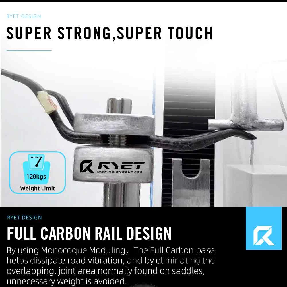 RYET Carbon Fiber 3D Printed Bike Saddle Super Light Road MTB Mountain Racing Seating Bicycle Seat Cushion Cycling Accessories