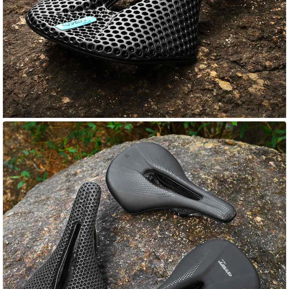 RYET Carbon Fiber 3D Printed Bike Saddle Super Light Road MTB Mountain Racing Seating Bicycle Seat Cushion Cycling Accessories