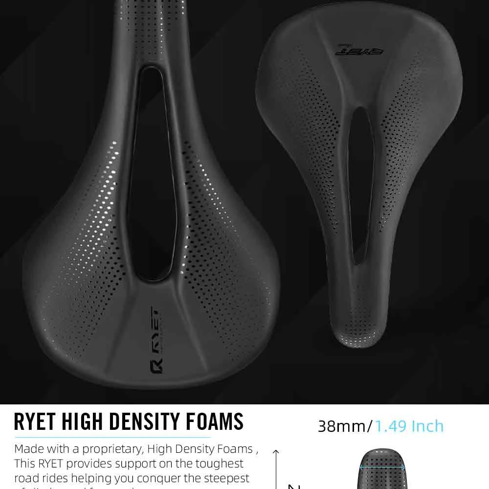 RYET Carbon Fiber 3D Printed Bike Saddle Super Light Road MTB Mountain Racing Seating Bicycle Seat Cushion Cycling Accessories