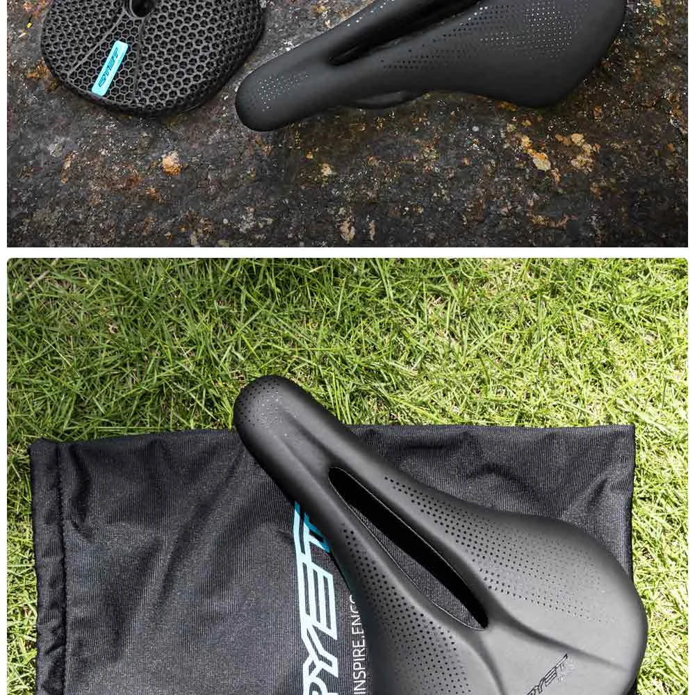 RYET Carbon Fiber 3D Printed Bike Saddle Super Light Road MTB Mountain Racing Seating Bicycle Seat Cushion Cycling Accessories