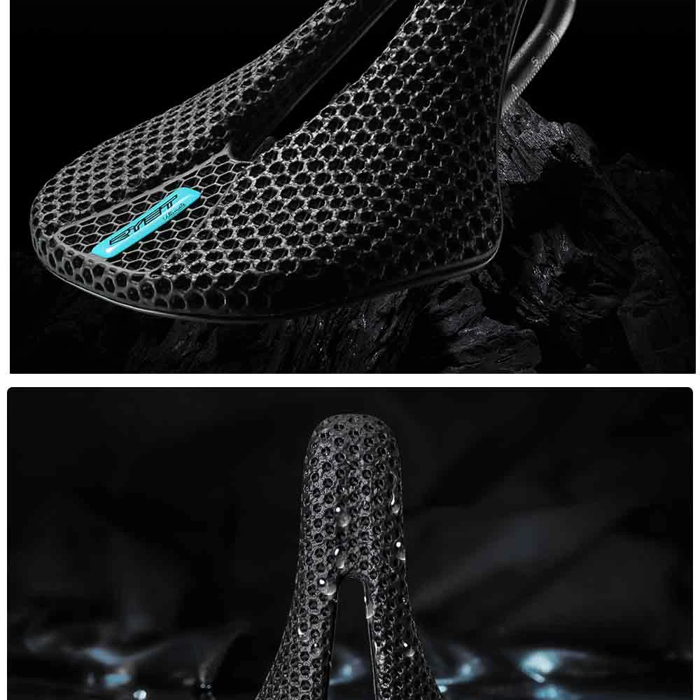 RYET Carbon Fiber 3D Printed Bike Saddle Super Light Road MTB Mountain Racing Seating Bicycle Seat Cushion Cycling Accessories