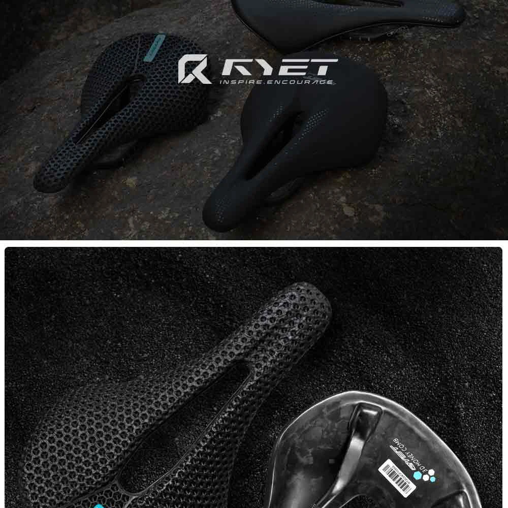 RYET Carbon Fiber 3D Printed Bike Saddle Super Light Road MTB Mountain Racing Seating Bicycle Seat Cushion Cycling Accessories