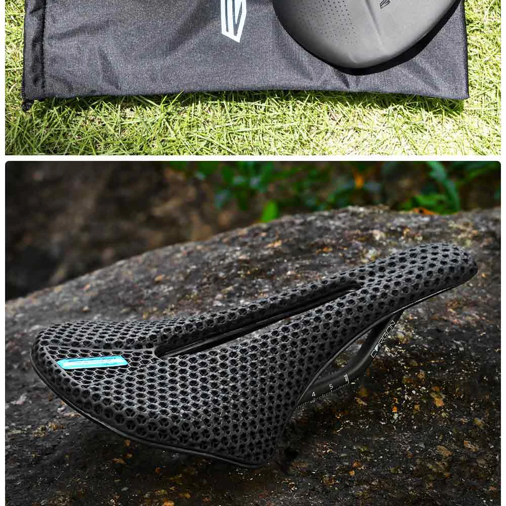 RYET Carbon Fiber 3D Printed Bike Saddle Super Light Road MTB Mountain Racing Seating Bicycle Seat Cushion Cycling Accessories