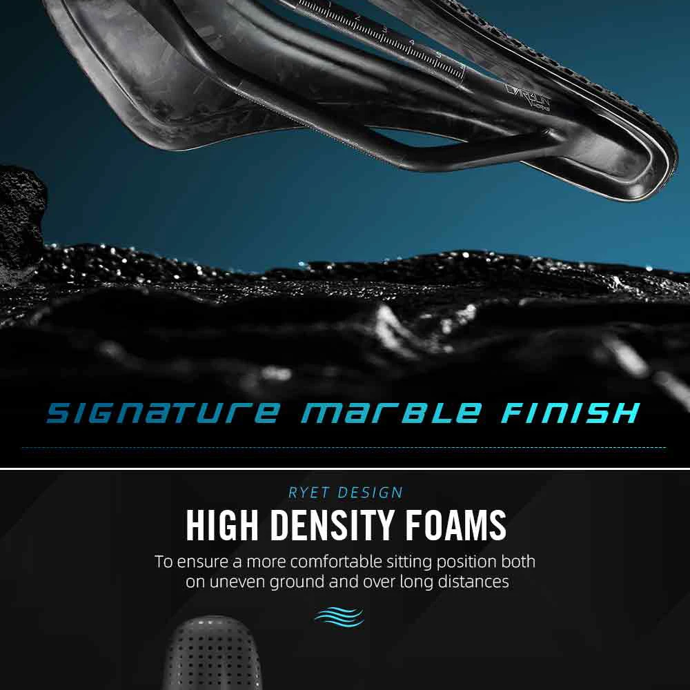 RYET Carbon Fiber 3D Printed Bike Saddle Super Light Road MTB Mountain Racing Seating Bicycle Seat Cushion Cycling Accessories