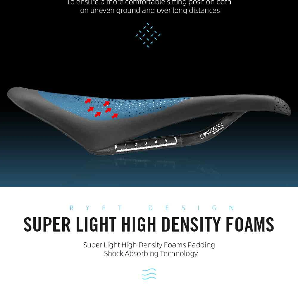 RYET Carbon Fiber 3D Printed Bike Saddle Super Light Road MTB Mountain Racing Seating Bicycle Seat Cushion Cycling Accessories
