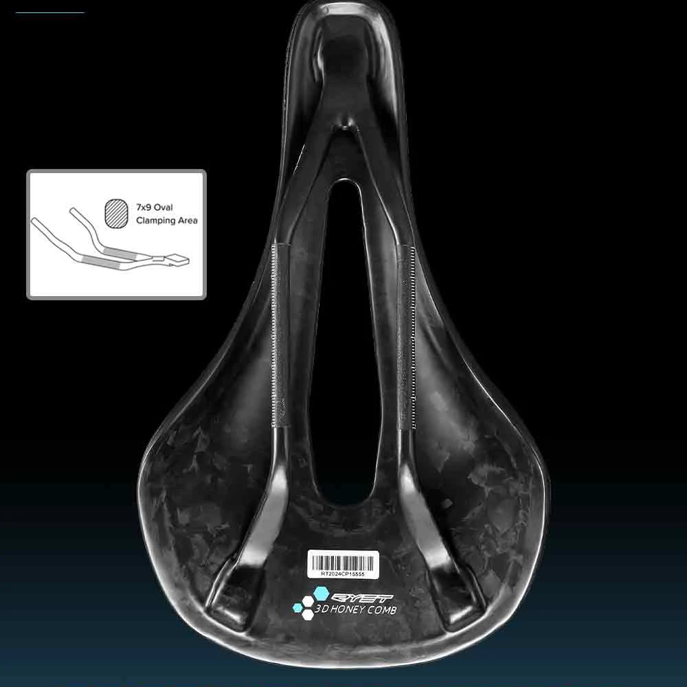 RYET Carbon Fiber 3D Printed Bike Saddle Super Light Road MTB Mountain Racing Seating Bicycle Seat Cushion Cycling Accessories