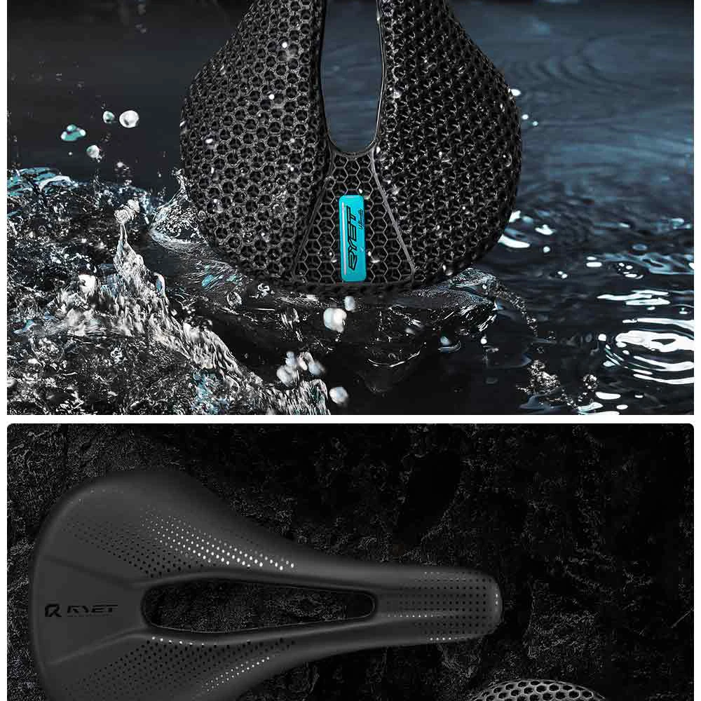 RYET Carbon Fiber 3D Printed Bike Saddle Super Light Road MTB Mountain Racing Seating Bicycle Seat Cushion Cycling Accessories