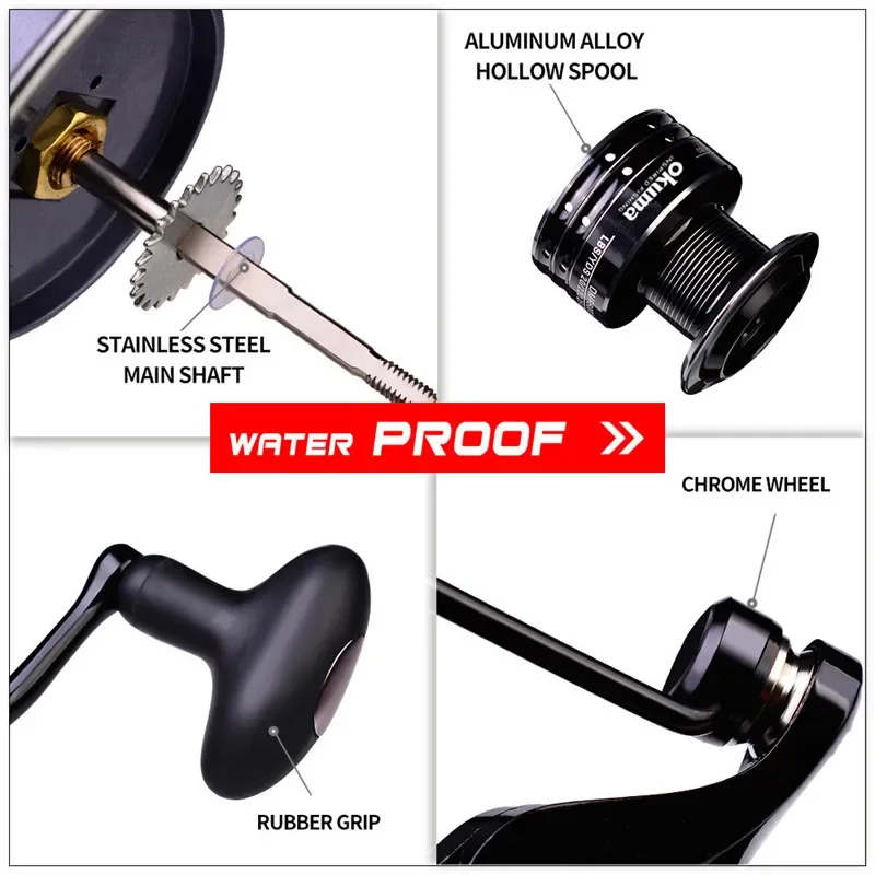 Okuma All Metal Wire Cup Spinning Fishing Boat 5.2:1 4.7:1 Rotating Drum 19KG ResistanceRotating Drum Fishing Drum 3000-6000