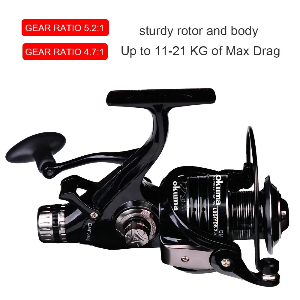 Okuma All Metal Wire Cup Spinning Fishing Boat 5.2:1 4.7:1 Rotating Drum 19KG ResistanceRotating Drum Fishing Drum 3000-6000