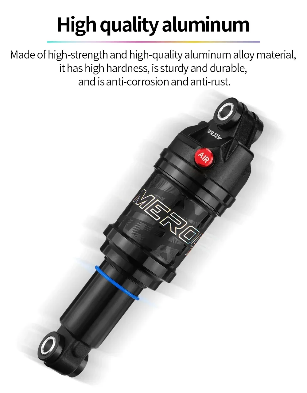 MEROCA Bicycle Air Shock Absorber 125mm/150mm/165mm/190mm Length Adjustable Air Pressure Mountain Bike Air Shock Rear Shock