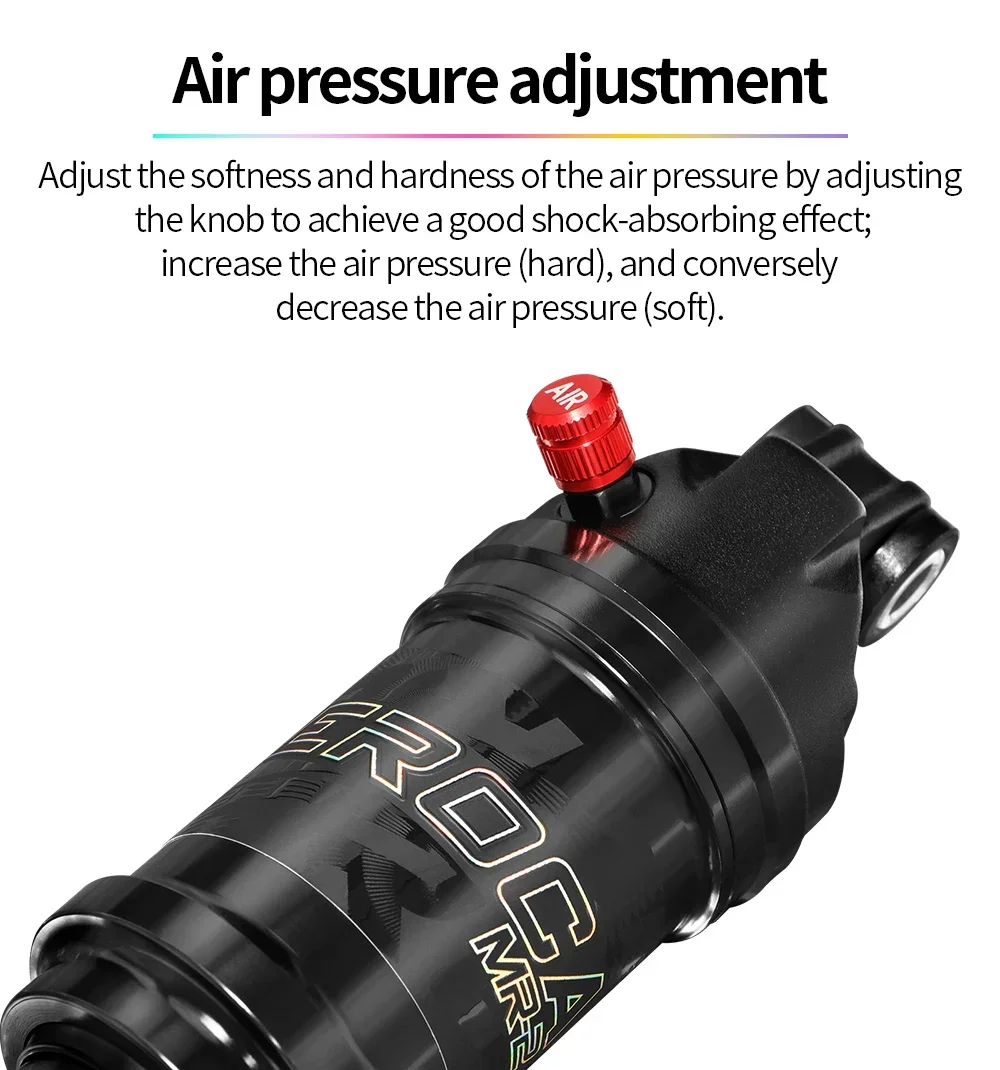 MEROCA Bicycle Air Shock Absorber 125mm/150mm/165mm/190mm Length Adjustable Air Pressure Mountain Bike Air Shock Rear Shock