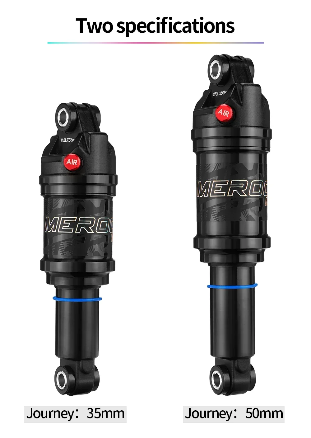 MEROCA Bicycle Air Shock Absorber 125mm/150mm/165mm/190mm Length Adjustable Air Pressure Mountain Bike Air Shock Rear Shock