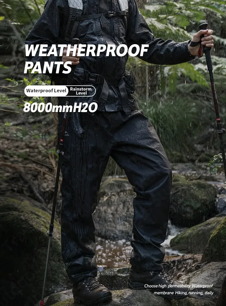 Naturehike Rainproof Pants Outdoor Hiking travel Waterproof Breathable Fishing Pants Ultralight Portable Windproof Camping Pants