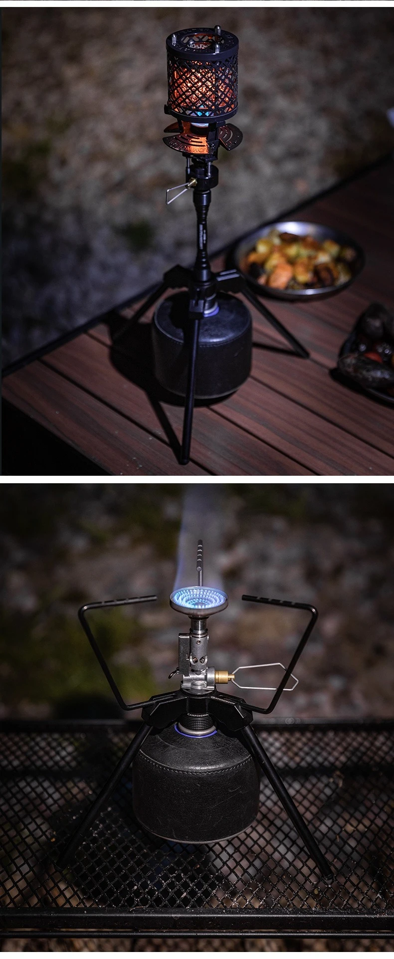CAMPINGMOON Camping Multifunctional Stove Extension Bracket, Multifunctional Outdoor Portable Stove Head Tripod Bracket