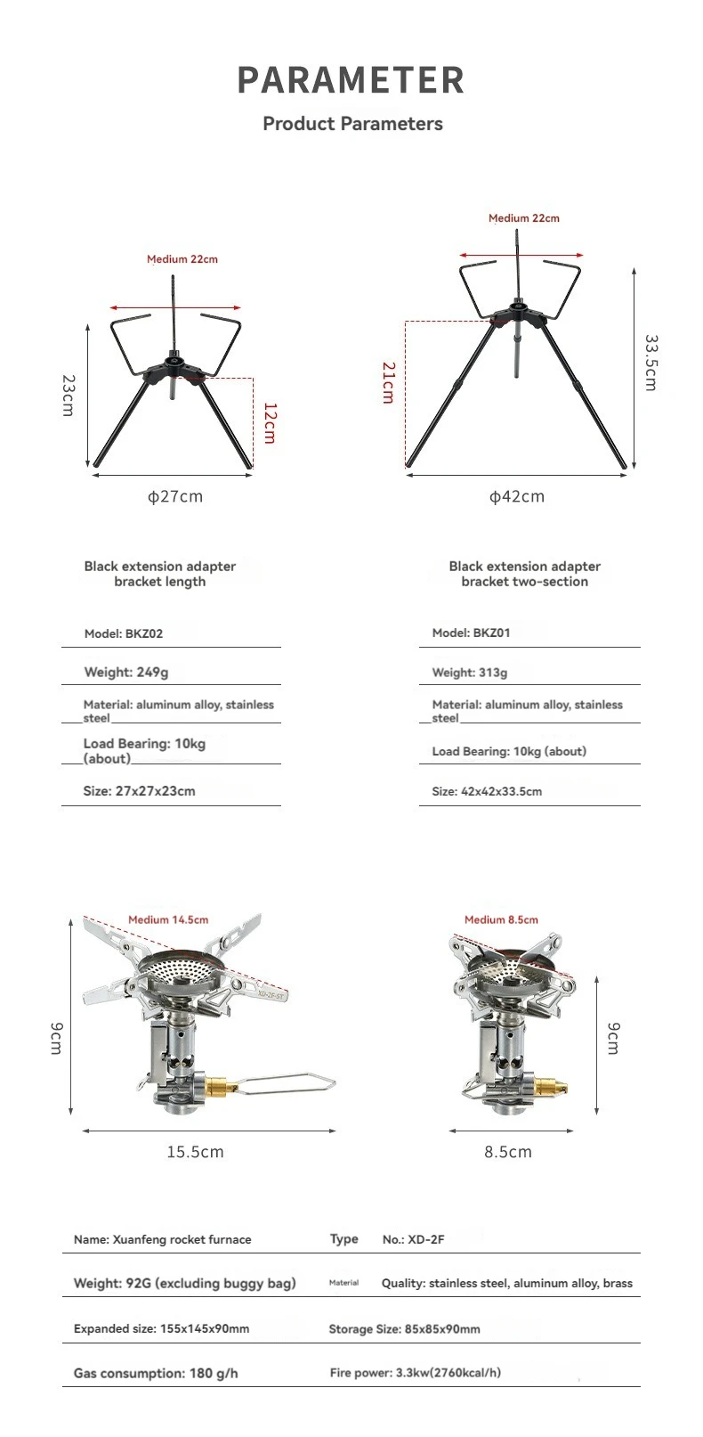 CAMPINGMOON Camping Multifunctional Stove Extension Bracket, Multifunctional Outdoor Portable Stove Head Tripod Bracket