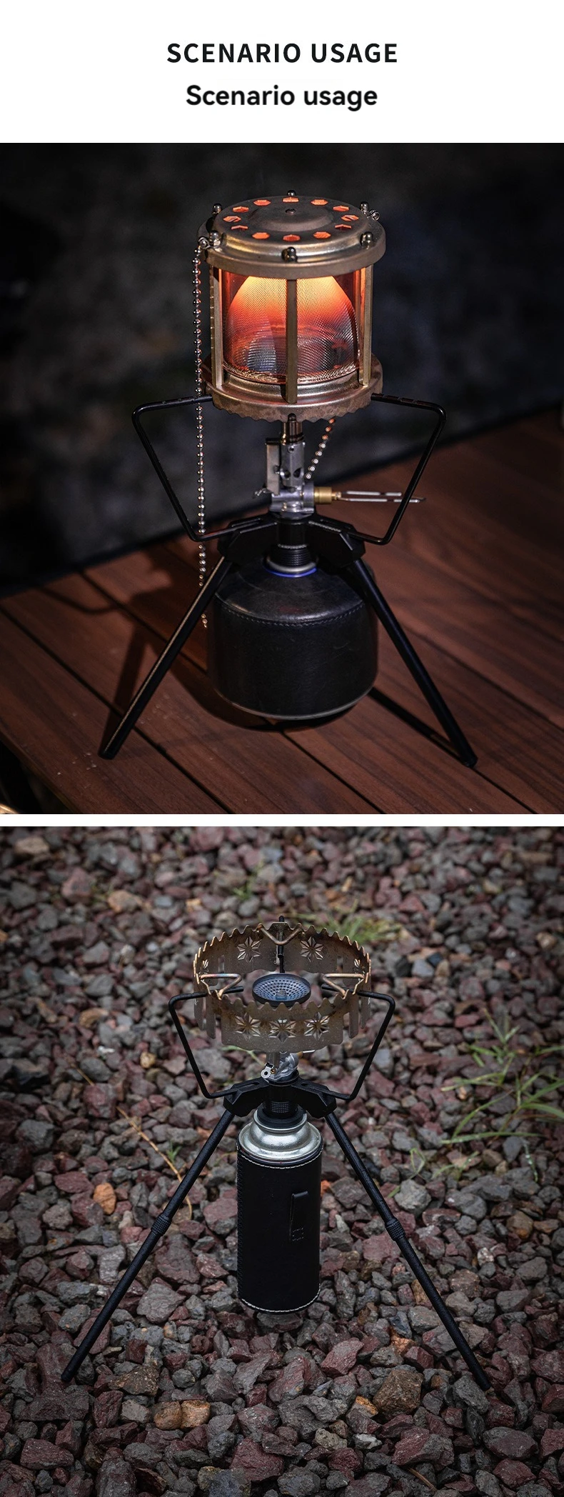 CAMPINGMOON Camping Multifunctional Stove Extension Bracket, Multifunctional Outdoor Portable Stove Head Tripod Bracket