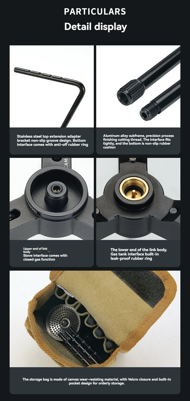 CAMPINGMOON Camping Multifunctional Stove Extension Bracket, Multifunctional Outdoor Portable Stove Head Tripod Bracket