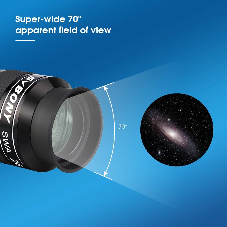SVBONY Telescope 2" Super Wide Angle Eyepiece 26mm SWA 70° Eyepiece Ultra Wide Angle Achromatic SV154