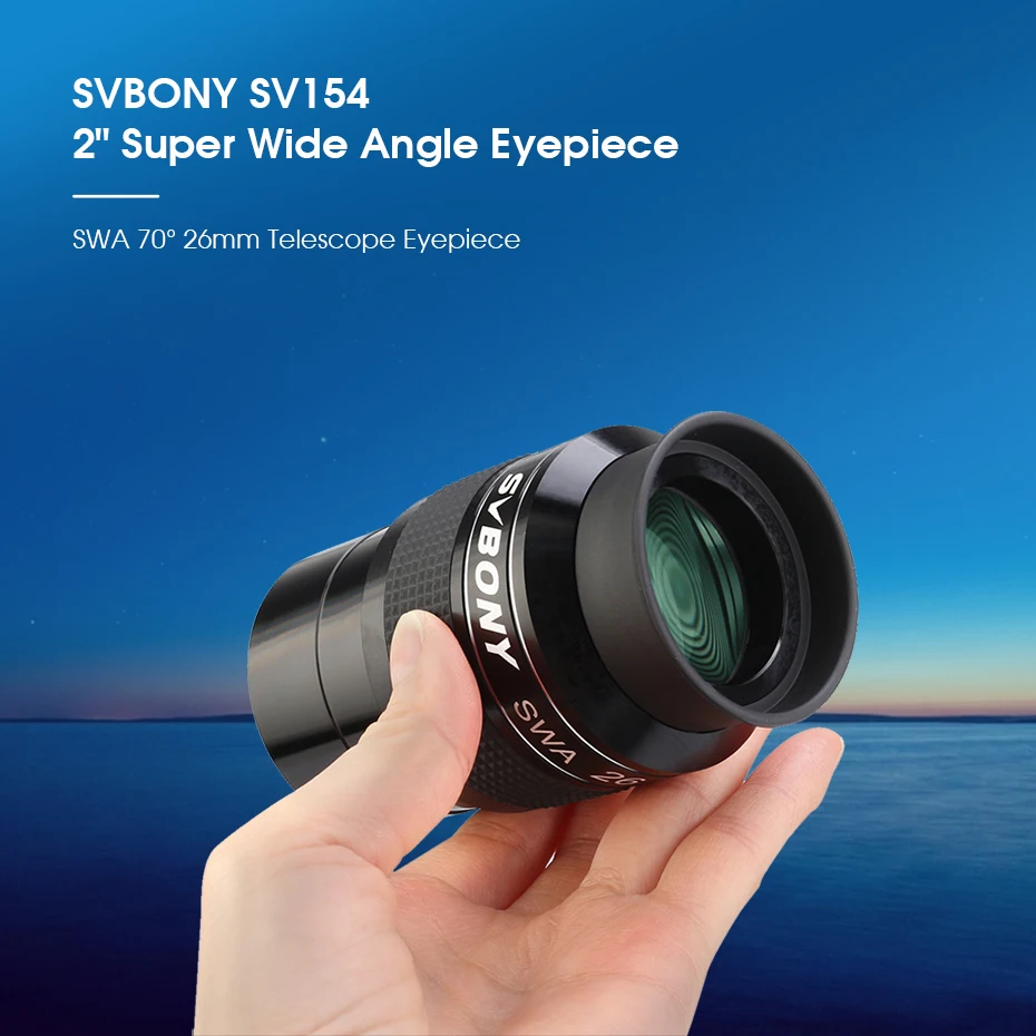 SVBONY Telescope 2" Super Wide Angle Eyepiece 26mm SWA 70° Eyepiece Ultra Wide Angle Achromatic SV154