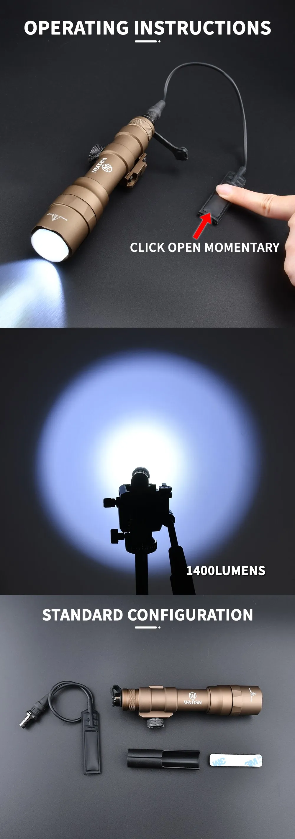 Wadsn Surefire M600DF High Powerful 1400 Lumens Tactical Flashlight White LED Fit 20mm Rail Airsoft Hunting Scout Gun Light